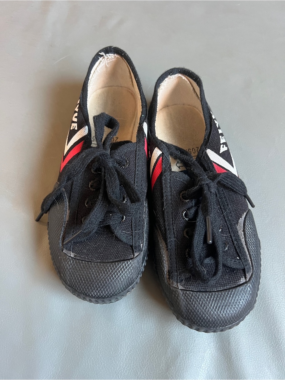 Kids Feiyue Black Canvas Sneakers | Parkour Minimalist Martial Arts 13-13.5